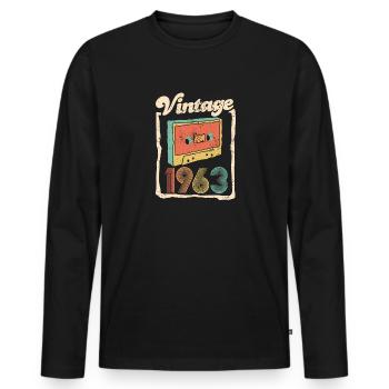 Vintage 1963 60ème Anniversaire Rétro Idée Cadeau - T-shirt manches longues Premium bio Homme - noir - Devant - Nico (187cm)