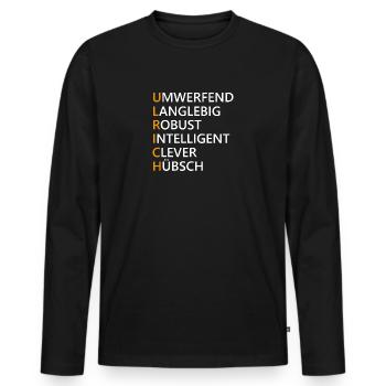 Ulrich Name Geschenk - Männer Premium Bio Langarmshirt - Schwarz - Vorne - Nico (187cm)