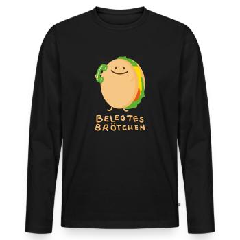 Brötchen mit Telefon - Männer Premium Bio Langarmshirt - Schwarz - Vorne - Nico (187cm)