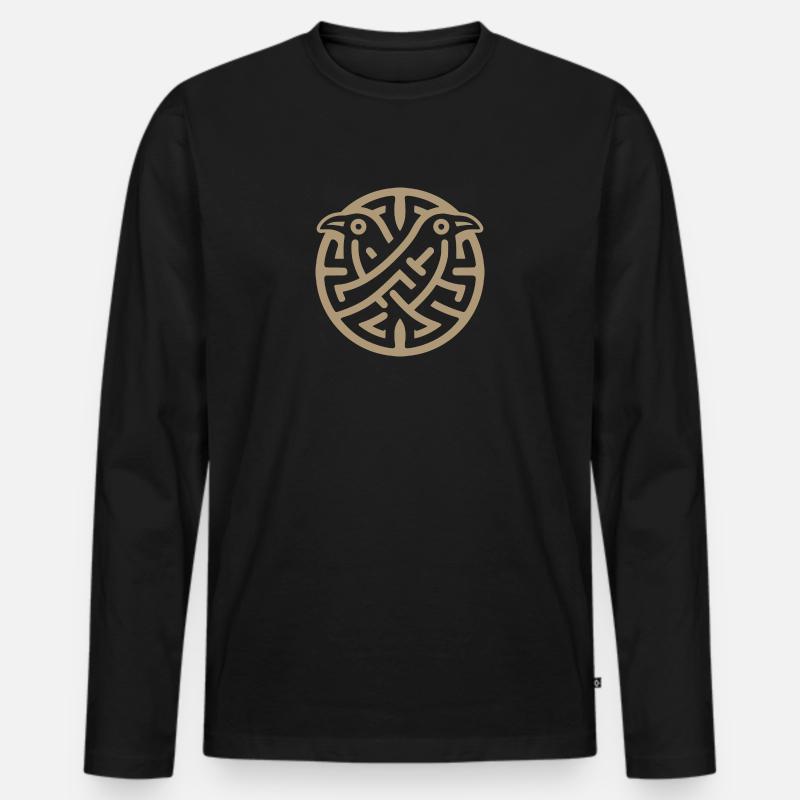 Walhalla Wikinger-Symbol Raben - Männer Premium Bio Langarmshirt - Schwarz