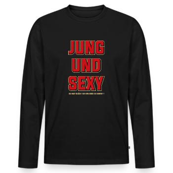 Jeune et sexy - T-shirt manches longues Premium bio Homme - noir - Devant - Nico (187cm)