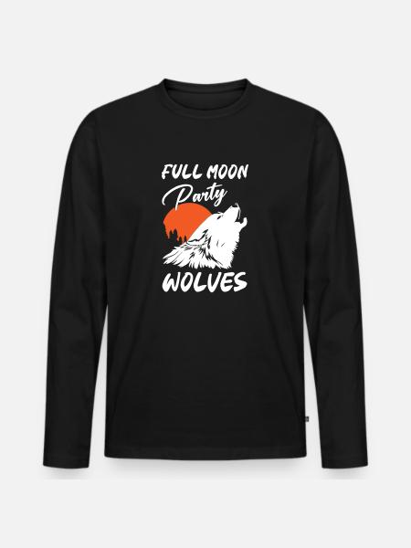 Full Moon Party Wolves - Men's Premium Organic Long Sleeve Shirt - black