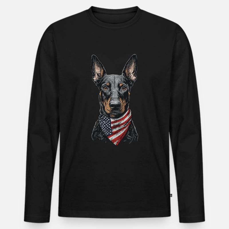 Dobermann - Männer Premium Bio Langarmshirt - Schwarz