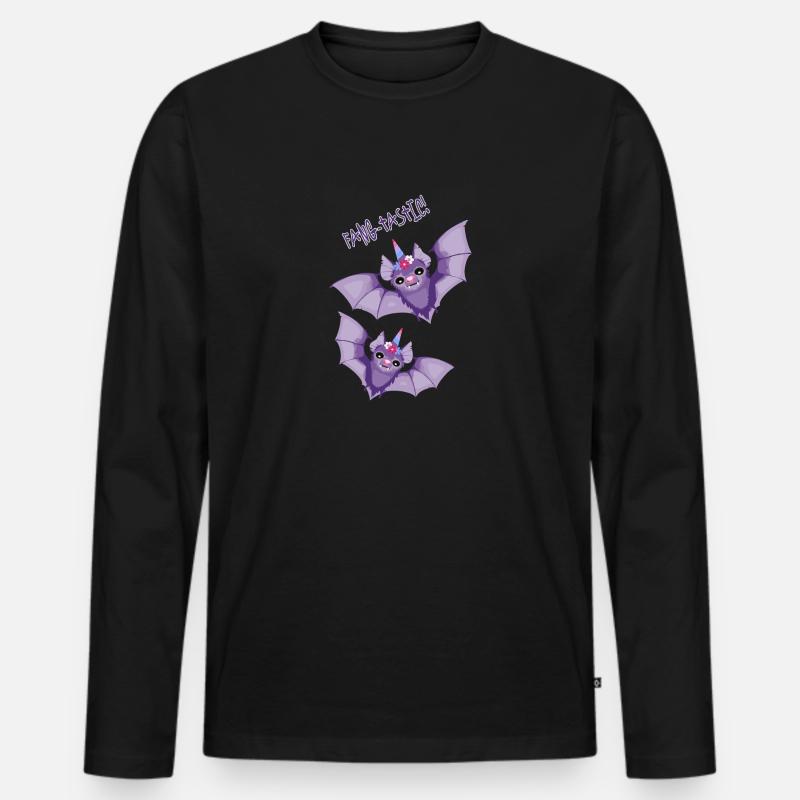 Fang-geschmackvolle Halloween-Einhornfledermäuse - Männer Premium Bio Langarmshirt - Schwarz