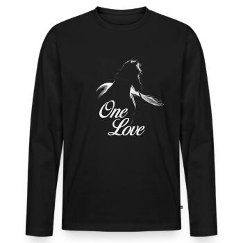 Horses Love Silhouette Illustration One Love - Men's Premium Organic Long Sleeve Shirt - black - Front - Nico (187cm)