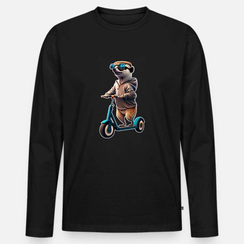 Escooting Erdmännchen Escooter Elektroroller - Männer Premium Bio Langarmshirt - Schwarz
