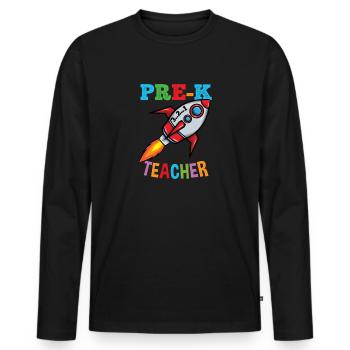 Space Pre K Teacher Preschool Back To School - Männer Premium Bio Langarmshirt - Schwarz - Vorne - Nico (187cm)