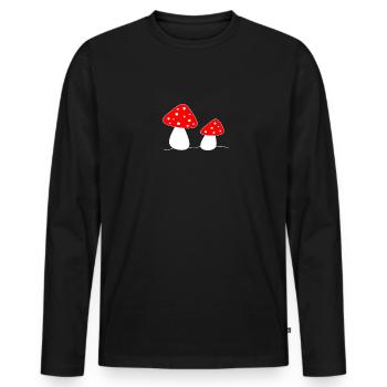 champignons - T-shirt manches longues Premium bio Homme - noir - Devant - Nico (187cm)