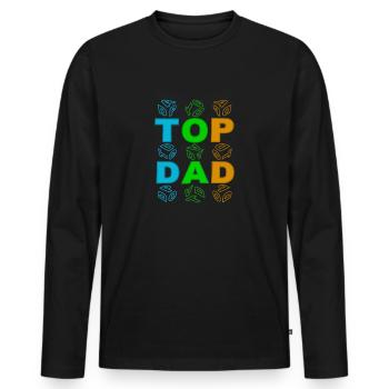 top dad colourful - Männer Premium Bio Langarmshirt - Schwarz - Vorne - Nico (187cm)
