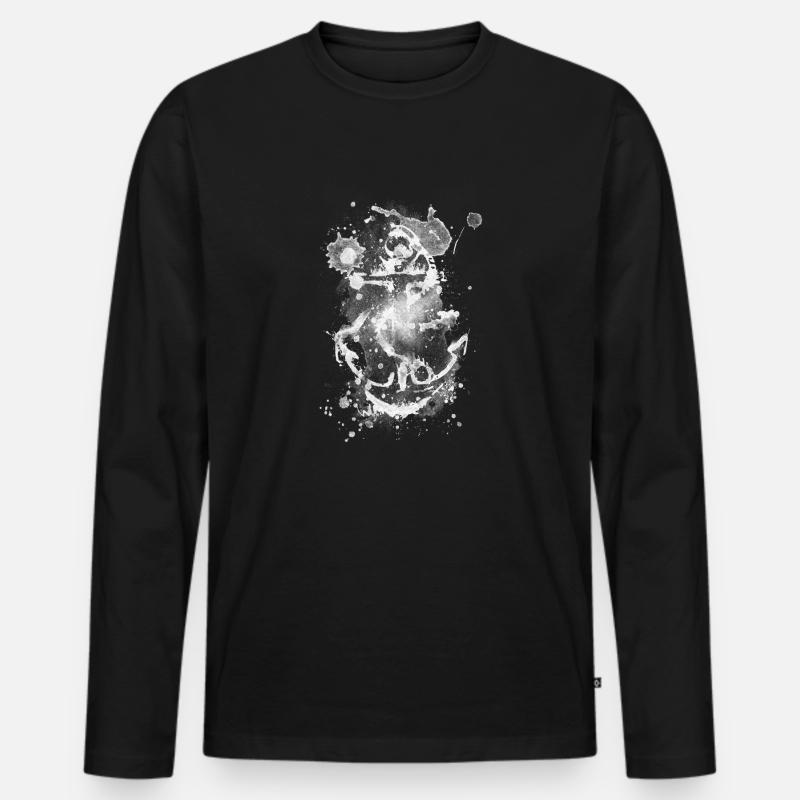 Anker Tinte - Männer Premium Bio Langarmshirt - Schwarz