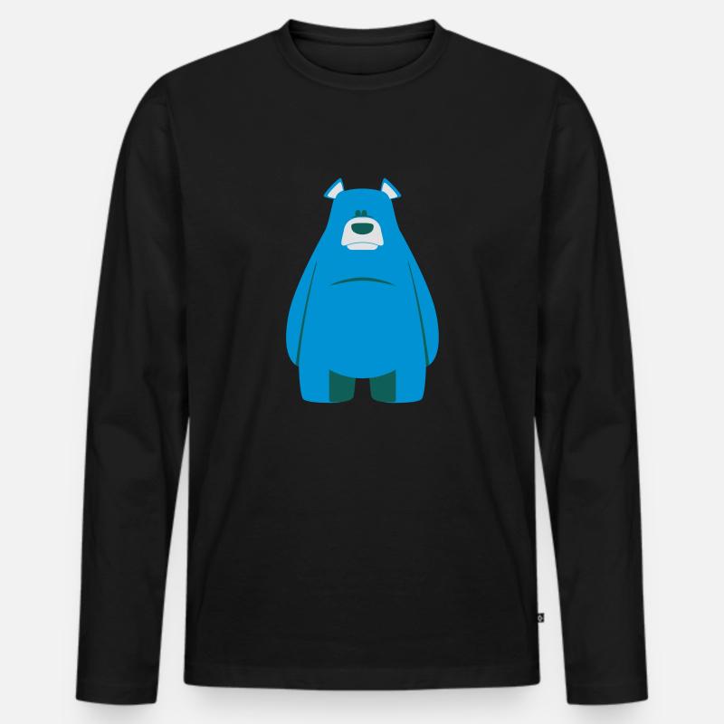 blue bear - Männer Premium Bio Langarmshirt - Schwarz