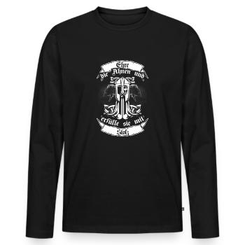 Ehre die Ahnen Mjölnir - Männer Premium Bio Langarmshirt - Schwarz - Vorne - Nico (187cm)