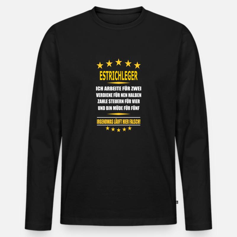 ESTRICHLEGER - Männer Premium Bio Langarmshirt - Schwarz
