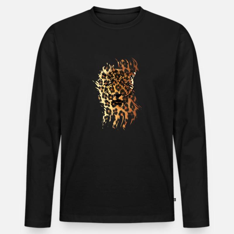 Leopard in Tarnung - Männer Premium Bio Langarmshirt - Schwarz