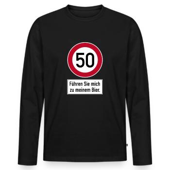 50 Führen Sie mich zu meinem Bier 50 Geburtstag - Männer Premium Bio Langarmshirt - Schwarz - Vorne - Nico (187cm)