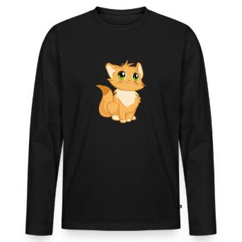 chaton - T-shirt manches longues Premium bio Homme - noir - Devant - Nico (187cm)
