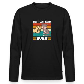 Best cat dad ever - T-shirt manches longues Premium bio Homme - noir - Devant - Nico (187cm)