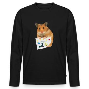 Hamster wünscht schöne Weihnachten - Männer Premium Bio Langarmshirt - Schwarz - Vorne - Nico (187cm)