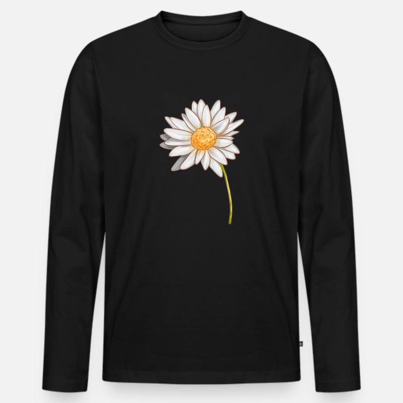 Gänseblümchen - Männer Premium Bio Langarmshirt - Schwarz