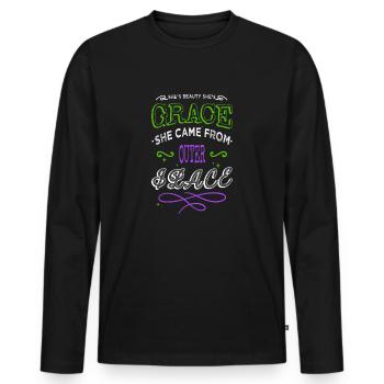 alien ufo aesthetic alien spacecraft memes funny - Männer Premium Bio Langarmshirt - Schwarz - Vorne - Nico (187cm)
