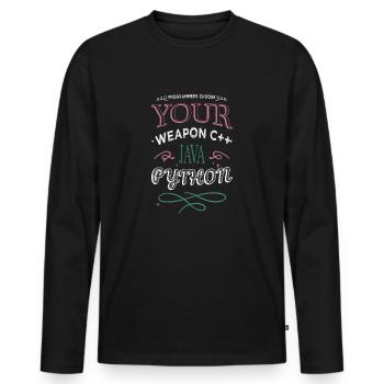 college student joke funny sayings pc quote admin - Männer Premium Bio Langarmshirt - Schwarz - Vorne - Nico (187cm)