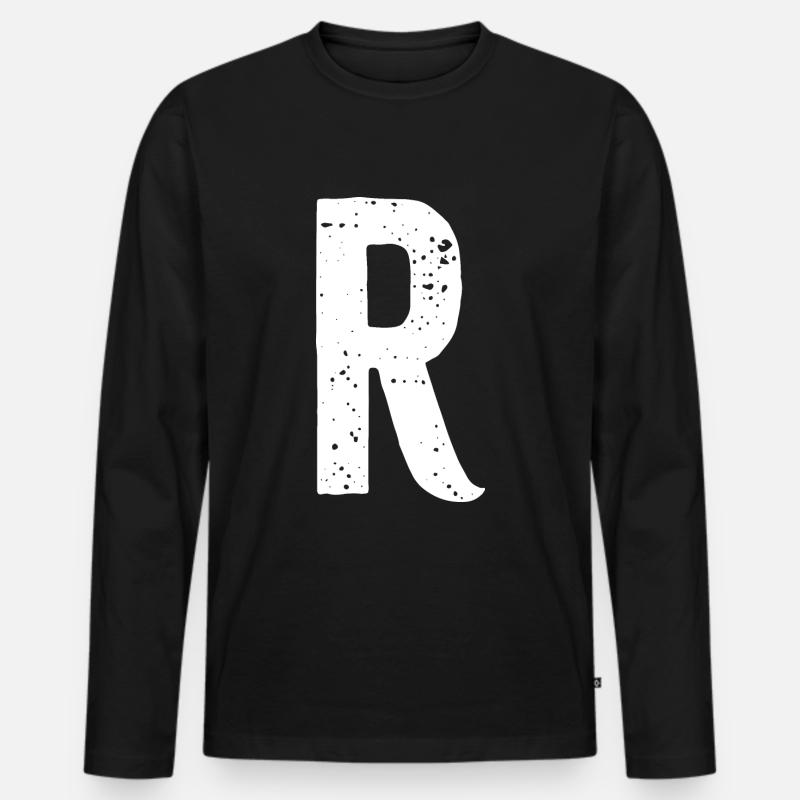 R-Buchstabe - Männer Premium Bio Langarmshirt - Schwarz
