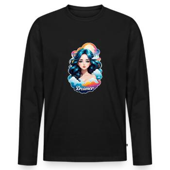 rêver - rêveur- rêveuse - rêve - rêverie - T-shirt manches longues Premium bio Homme - noir - Devant - Nico (187cm)