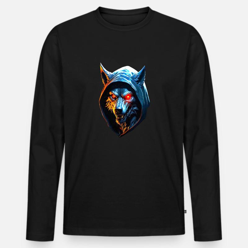 Werwolf - Männer Premium Bio Langarmshirt - Schwarz