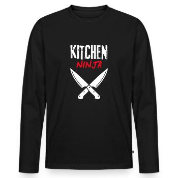 Kitchen Ninja – Master of Blades - Men's Premium Organic Long Sleeve Shirt - black - Front - Nico (187cm)