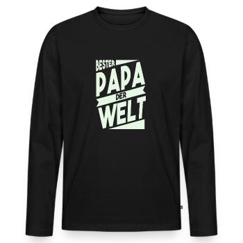 Bester Papa der Welt - Männer Premium Bio Langarmshirt - Schwarz - Vorne - Nico (187cm)