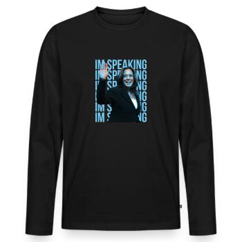Kamala Harris Im Speaking - Männer Premium Bio Langarmshirt - Schwarz - Vorne - Nico (187cm)