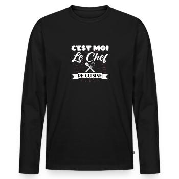 Chef Cuisine Cuisinier Cuisinière Humour C'est Moi - T-shirt manches longues Premium bio Homme - noir - Devant - Nico (187cm)