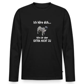 Mops Hund - Mops - Männer Premium Bio Langarmshirt - Schwarz - Vorne - Nico (187cm)