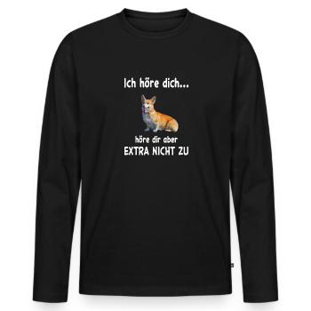 Pembroke Welsh Corgi Hund - Pembroke Welsh Corgi - Männer Premium Bio Langarmshirt - Schwarz - Vorne - Nico (187cm)