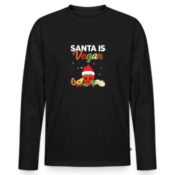 Santa Is Vegan, Vegan Live, Merry Christmas - Men's Premium Organic Long Sleeve Shirt - black - Front - Nico (187cm)