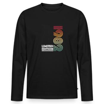 Anniversaire 40 ans 1982 LIMITED EDITION Vintage - T-shirt manches longues Premium bio Homme - noir - Devant - Nico (187cm)
