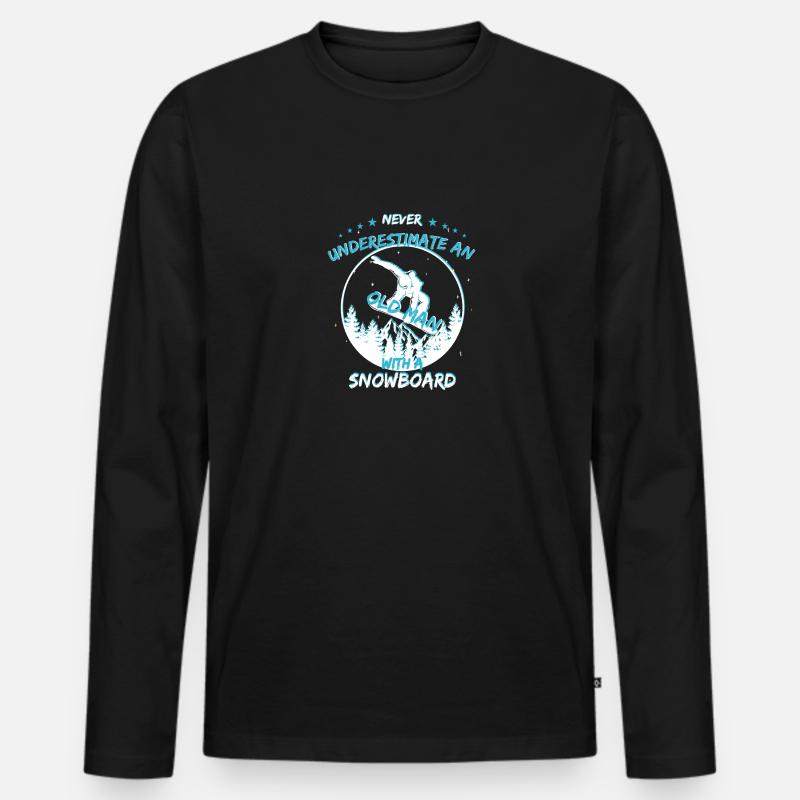 Snowboarder old man - Männer Premium Bio Langarmshirt - Schwarz