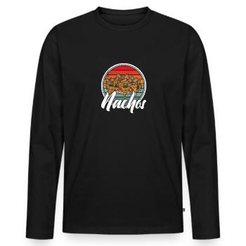 Cheese Nachos Jalapenos Mexico Mexican cuisine - Männer Premium Bio Langarmshirt - Schwarz - Vorne - Nico (187cm)