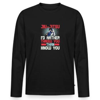 Jiu Jitsu Judo BJJ Filles Arts Martiaux Sports - T-shirt manches longues Premium bio Homme - noir - Devant - Nico (187cm)
