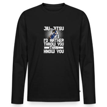 Jiu Jitsu Judo BJJ Filles Arts Martiaux Sports - T-shirt manches longues Premium bio Homme - noir - Devant - Nico (187cm)