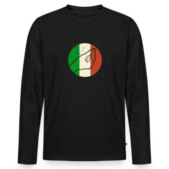 Italy Origin National colours Italian - Men's Premium Organic Long Sleeve Shirt - black - Front - Nico (187cm)