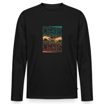 Cigars Daddy Tobacco Smoker Smoking Saying - Men's Premium Organic Long Sleeve Shirt - black - Front - Nico (187cm)