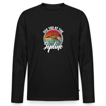 Seilrutscher Seilrutschen Zipline Zipliner Hobby - Männer Premium Bio Langarmshirt - Schwarz - Vorne - Nico (187cm)