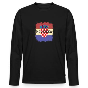 Croatie Croates Origine Lieu de naissance Drapeau - T-shirt manches longues Premium bio Homme - noir - Devant - Nico (187cm)