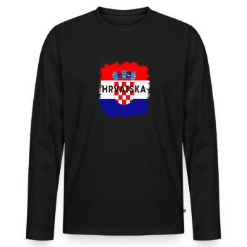 Croatie Croates Origine Lieu de naissance Drapeau - T-shirt manches longues Premium bio Homme - noir - Devant - Nico (187cm)