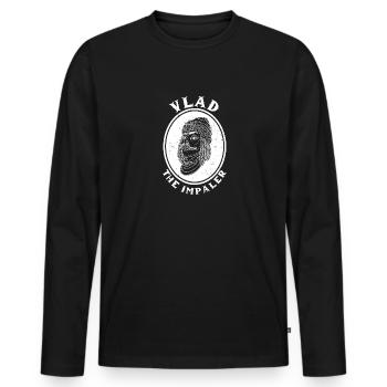 Rumänien Vlad Tepes impaler Dracula Vampir - Männer Premium Bio Langarmshirt - Schwarz - Vorne - Nico (187cm)
