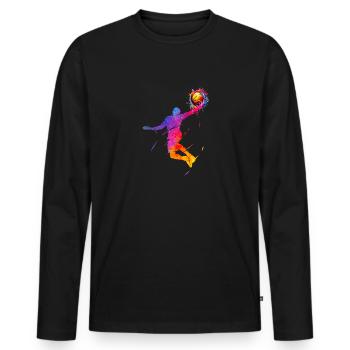 Basketteur Panier de Basket Basket-ball Cadeau - T-shirt manches longues Premium bio Homme - noir - Devant - Nico (187cm)