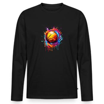 Basketball Basket-Ball Ballon de Basket Basketteur - T-shirt manches longues Premium bio Homme - noir - Devant - Nico (187cm)