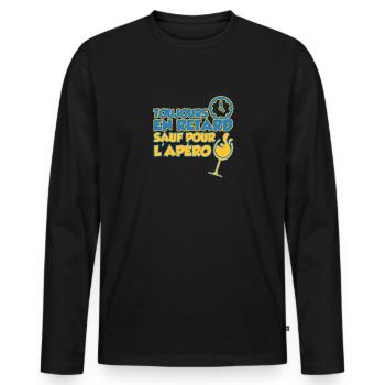 Retard Cadeau Apéro Humour Beauf Alcool Apéritif - T-shirt manches longues Premium bio Homme - noir - Devant - Nico (187cm)