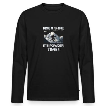 ski Lève-toi et brille C’est l’heure de la poudreuse - T-shirt manches longues Premium bio Homme - noir - Devant - Nico (187cm)
